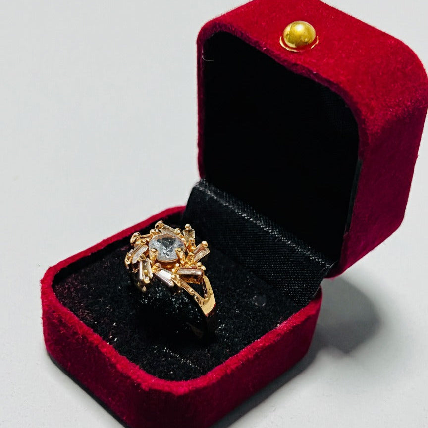 Beautiful Ring with Central White Gemstone with box