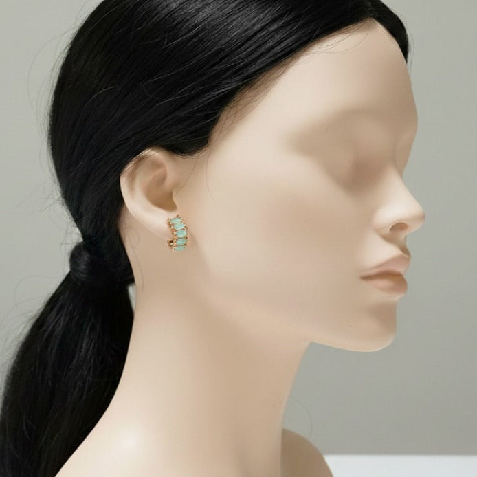 Elegant Mint Green Huggie Hoop Earrings