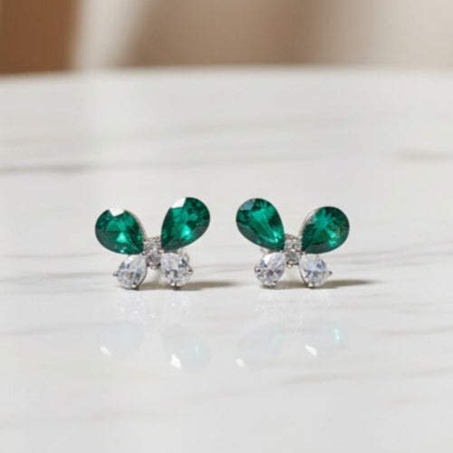 Pair of Emerald Green Butterfly Earrings