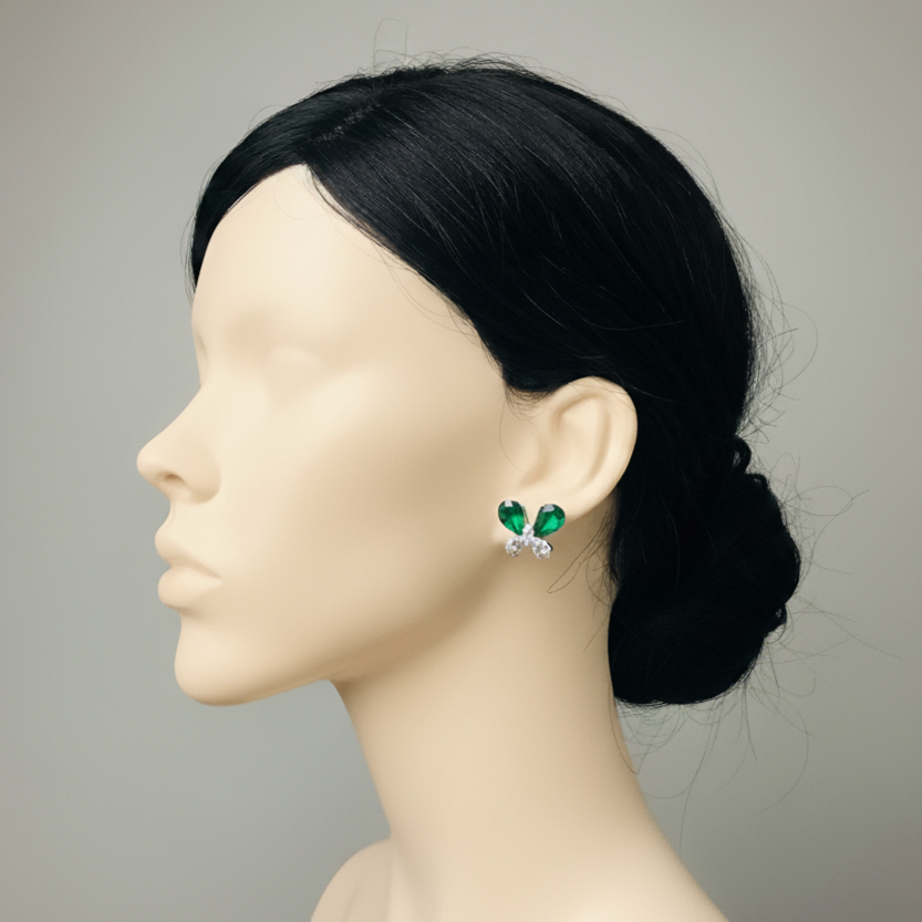 Pair of Emerald Green Butterfly Earrings