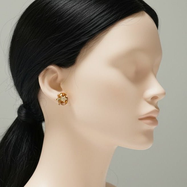 Citrine Starburst Stud Earrings - Stainless steel by Zehnoor | Earrings