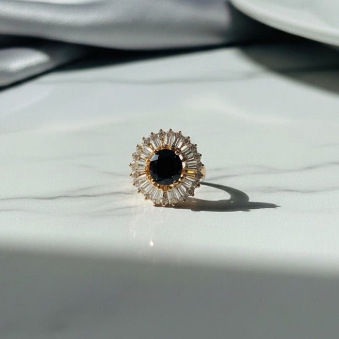 Premium Ring with Black Gemstone - Stainless steel by Zehnoor | Ring