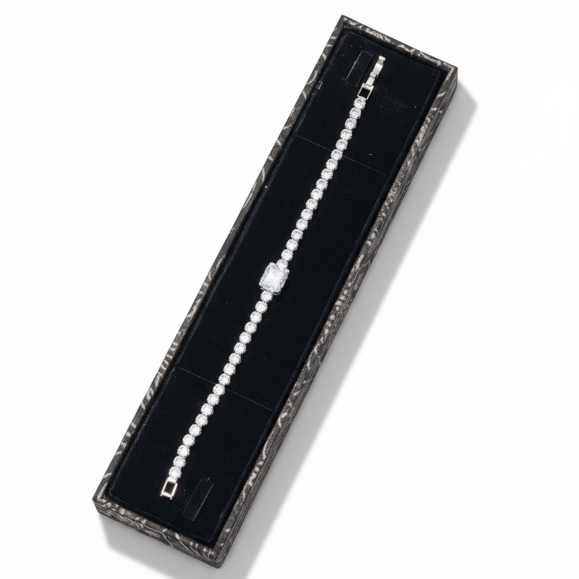 Radiant Cut Tennis Bracelet in Sterling Silver - Stainless steel & Tarnish Free by Zehnoor | Bracelets