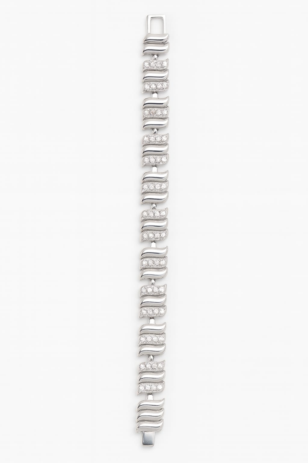 Sterling Silver Wavy Link Bracelet with Cubic Zirconia - Stainless steel & Tarnish Free by Zehnoor | Bracelets
