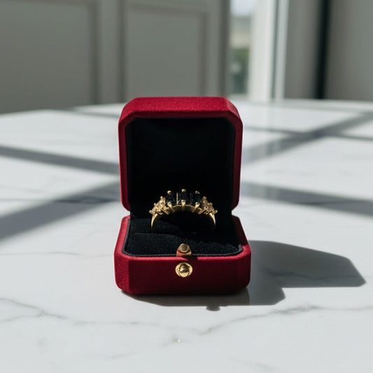 Artificial Ring with 3 premium Black Gemstones 