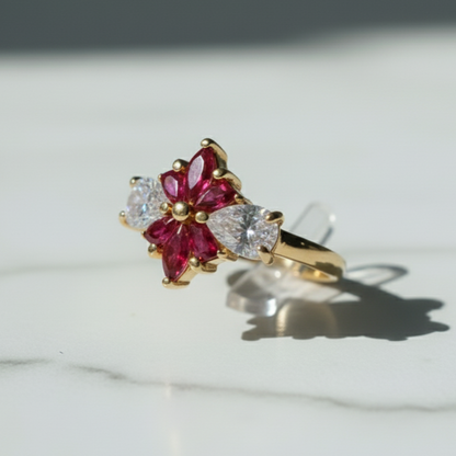 Beautiful Flower Ring Artificial - Stainless Steel