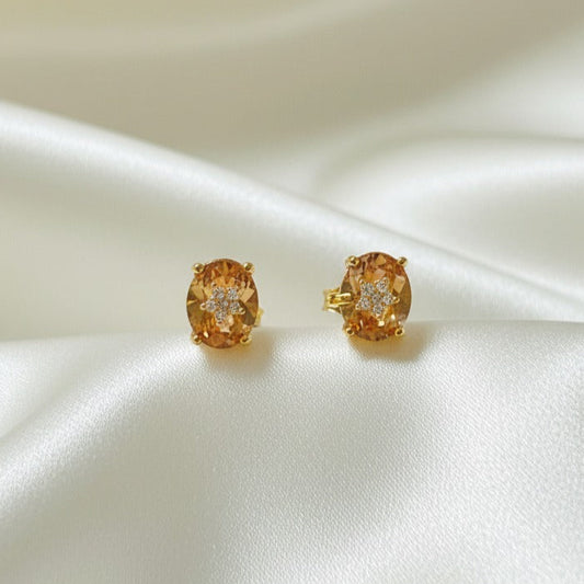 Citrine Starburst Stud Earrings

