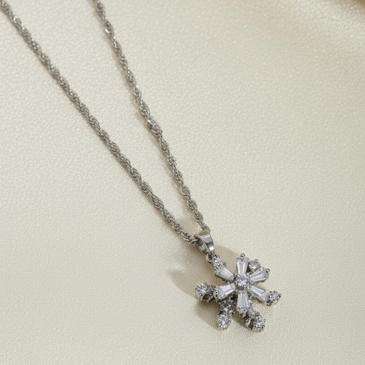 Crystal Snowflake Pendant Necklace
