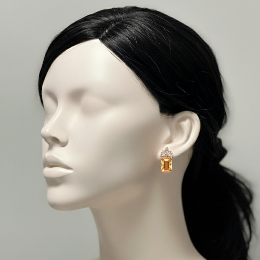 Elegant Champagne & Rose Gold Stud Earrings