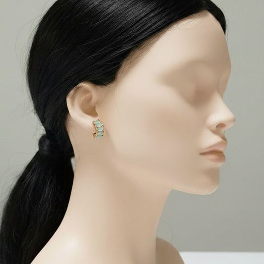 Elegant Mint Green Huggie Hoop Earrings
