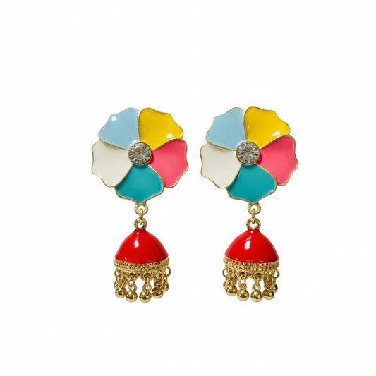 Multicolored Floral Jhumka Earrings
