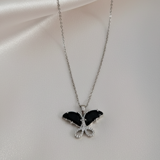 Onyx & Pave Butterfly Necklace
