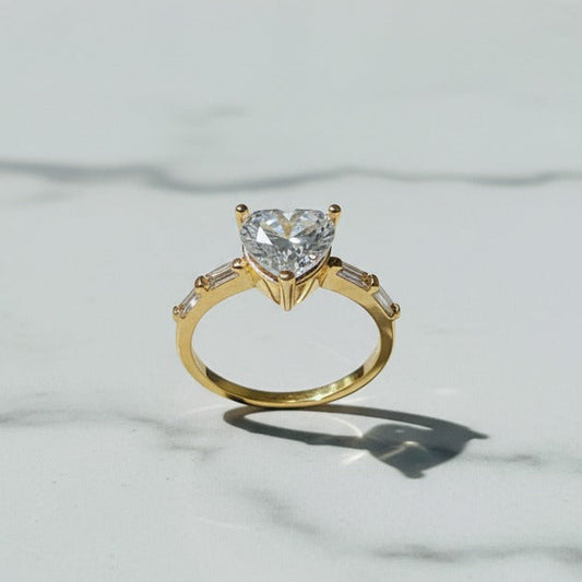 Premium Ring with Silver Heart-Shaped Gemstone
