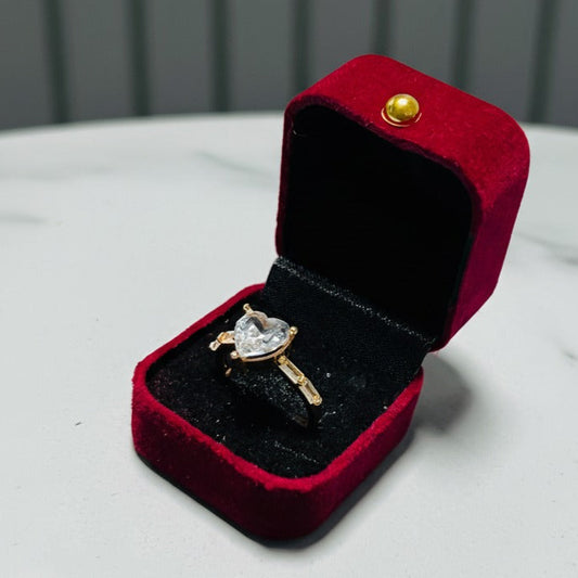 Premium Ring with Silver Heart-Shaped Gemstone