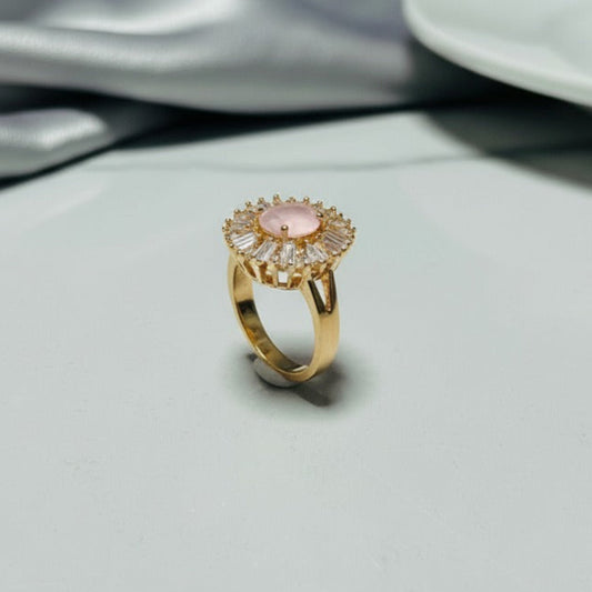 Ring with Pink Gemstone & Gold Accents