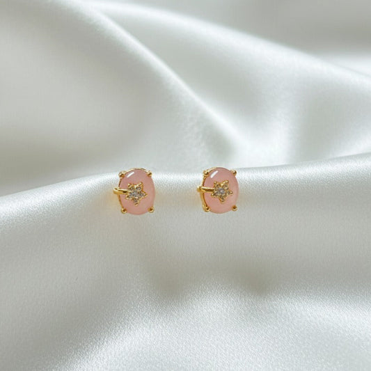 Rose Quartz Starburst Stud Earrings

