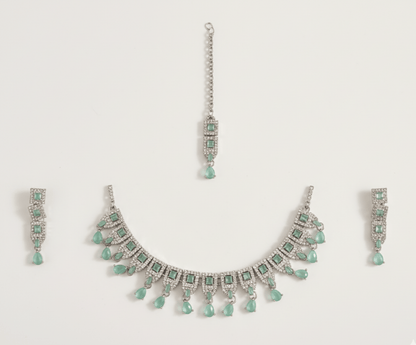 Bridal/Festive Jewelry Set with Maang Tikka - Stainless steel & Tarnish Free by Zehnoor | Necklace Set