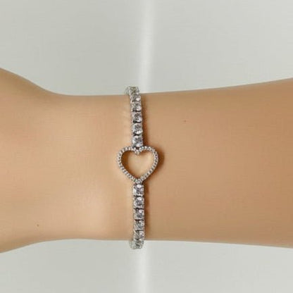 Dainty Heart Tennis Bracelet with Cubic Zirconia - Stainless steel & Tarnish Free by Zehnoor | Bracelets