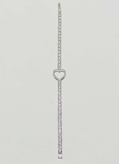 Dainty Heart Tennis Bracelet with Cubic Zirconia - Stainless steel & Tarnish Free by Zehnoor | Bracelets
