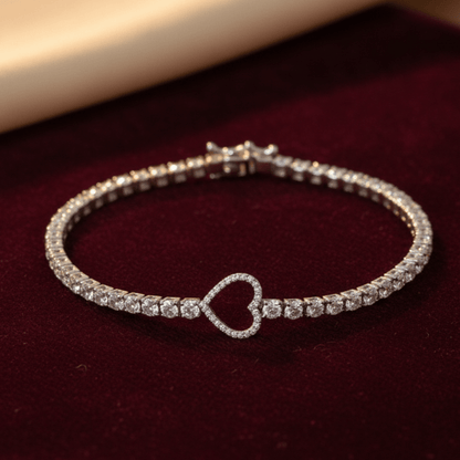 Dainty Heart Tennis Bracelet with Cubic Zirconia - Stainless steel & Tarnish Free by Zehnoor | Bracelets