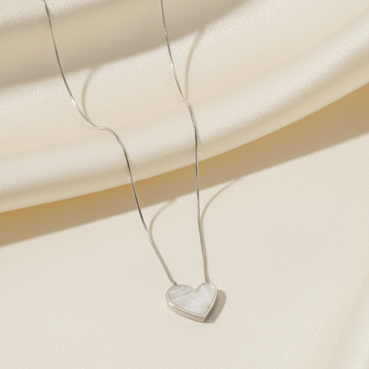 Mother of Pearl Heart Necklace - Stainless steel & Tarnish Free by Zehnoor | Locket