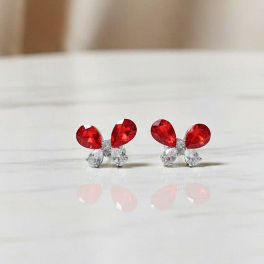Pair of Emerald Red Butterfly Earrings - Stainless steel by Zehnoor | Earrings