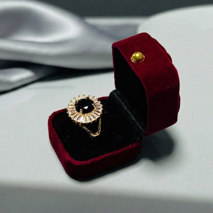 Premium Ring with Black Gemstone - Stainless steel by Zehnoor | Ring