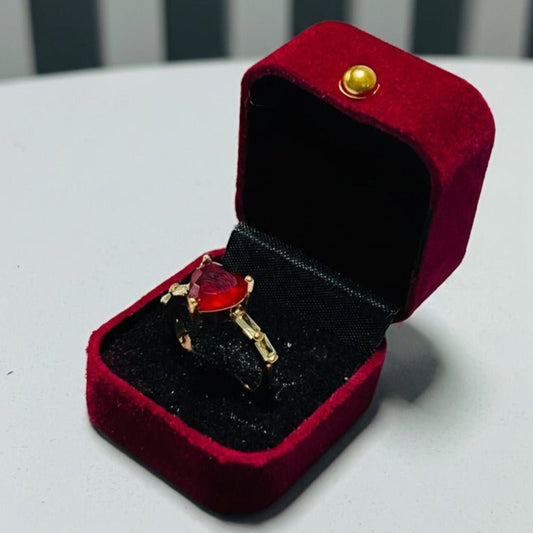 Premium Ring with Red Heart - Shaped Gemstone - Stainless steel by Zehnoor | Ring