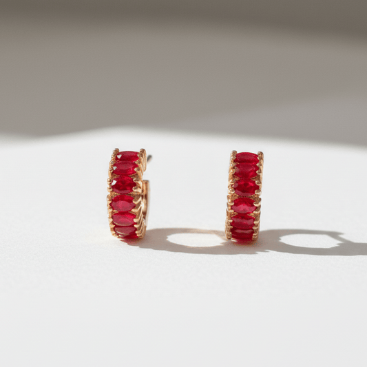 Radiant Red Huggie Hoop Earrings - Stainless steel by Zehnoor | Earrings
