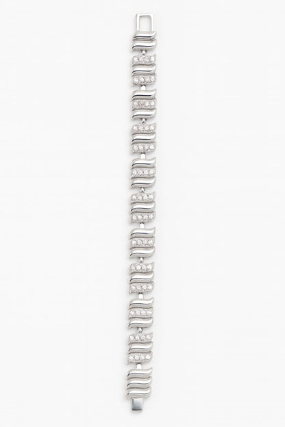 Sterling Silver Wavy Link Bracelet with Cubic Zirconia - Stainless steel & Tarnish Free by Zehnoor | Bracelets