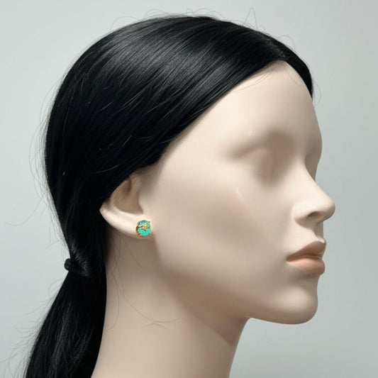 Turquoise and Zircon Stud Earrings - Stainless steel by Zehnoor | Earrings
